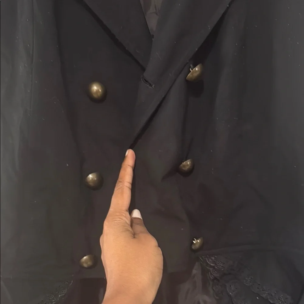 Spin doctor Black Ruffled Tiered Steampunk Blazer goth witchy Beatrice waistcoat - Picture 5 of 14